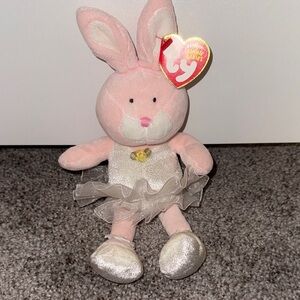 Ty Pink and White Bunny Plush with Tutu